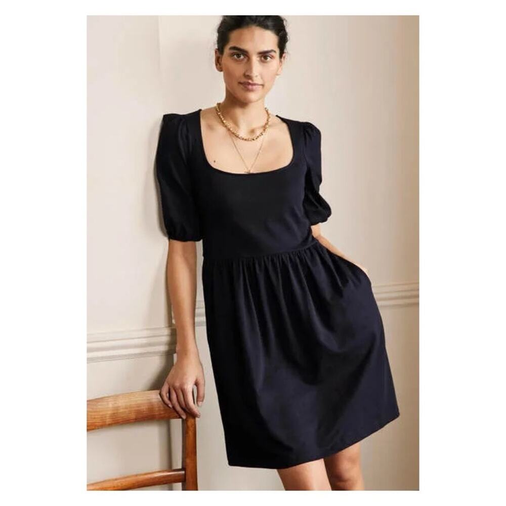 Boden Navy Blue Square Neck Jersey Dress Sz.4R